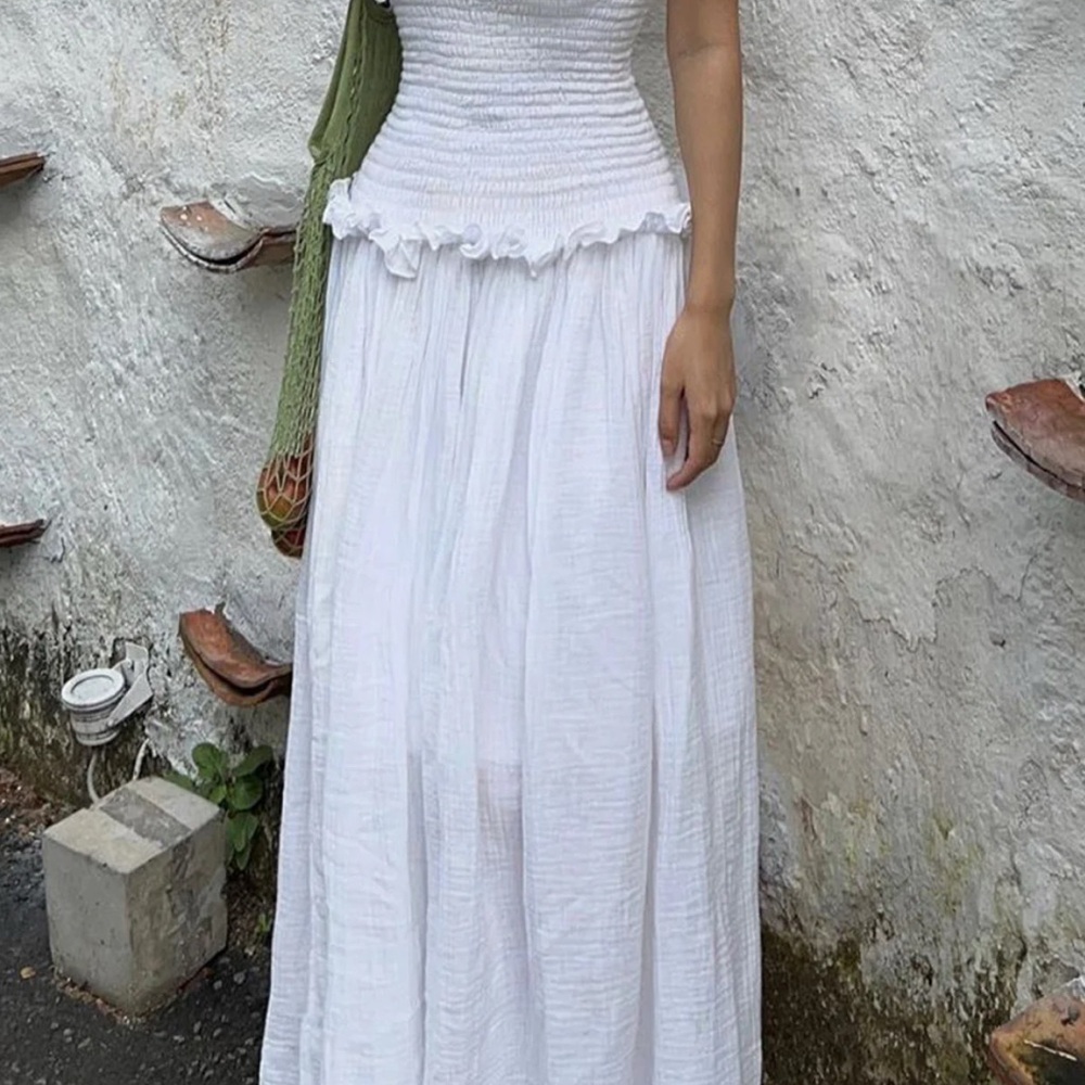 Cotton Blends Shirred Tube Long Dress - Picture 9 of 10